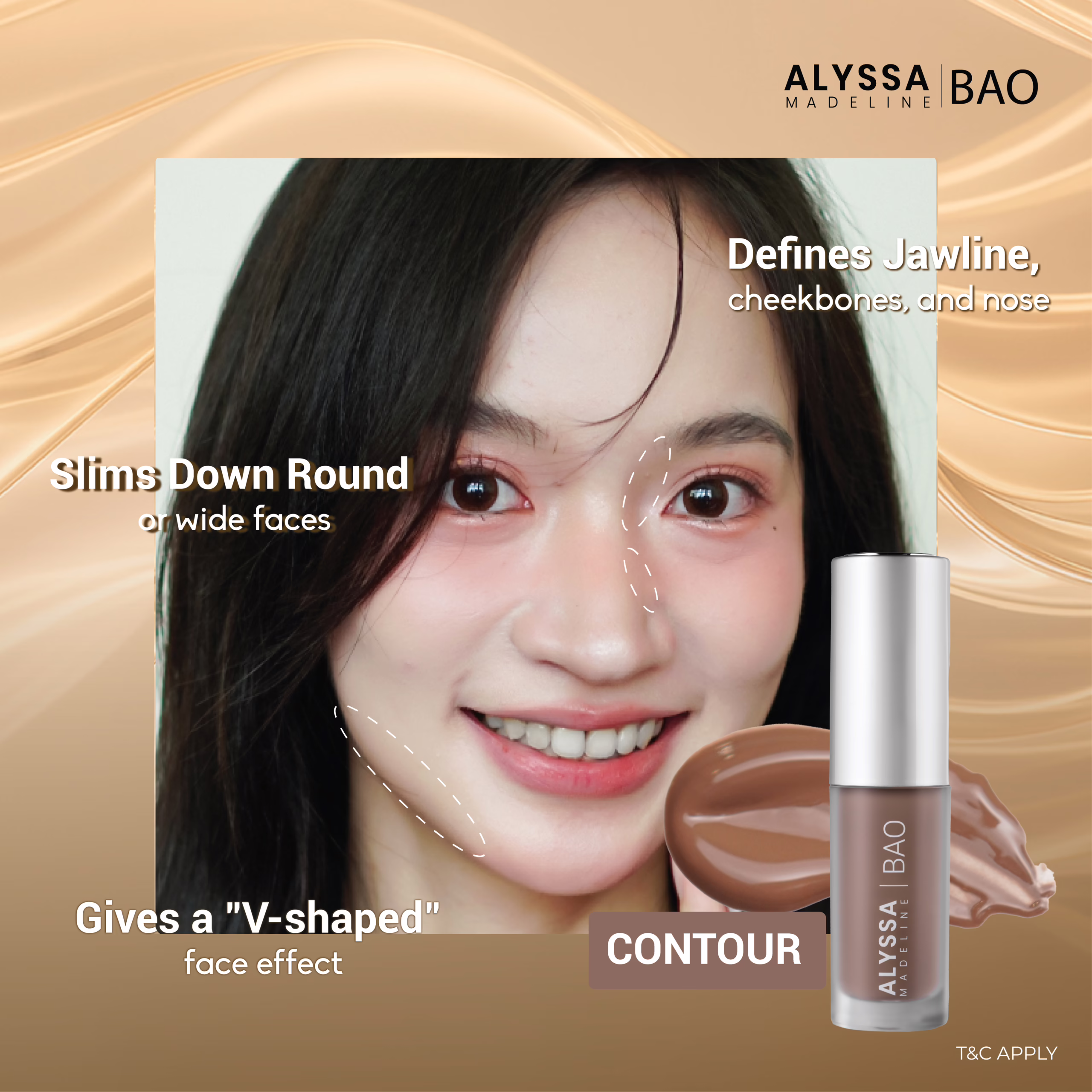 Contour product for defining jawline and cheekbones.