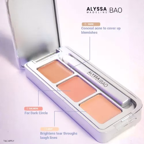 Untitled design (6) (1) Alyssa Bao makeup palette with concealer shades.